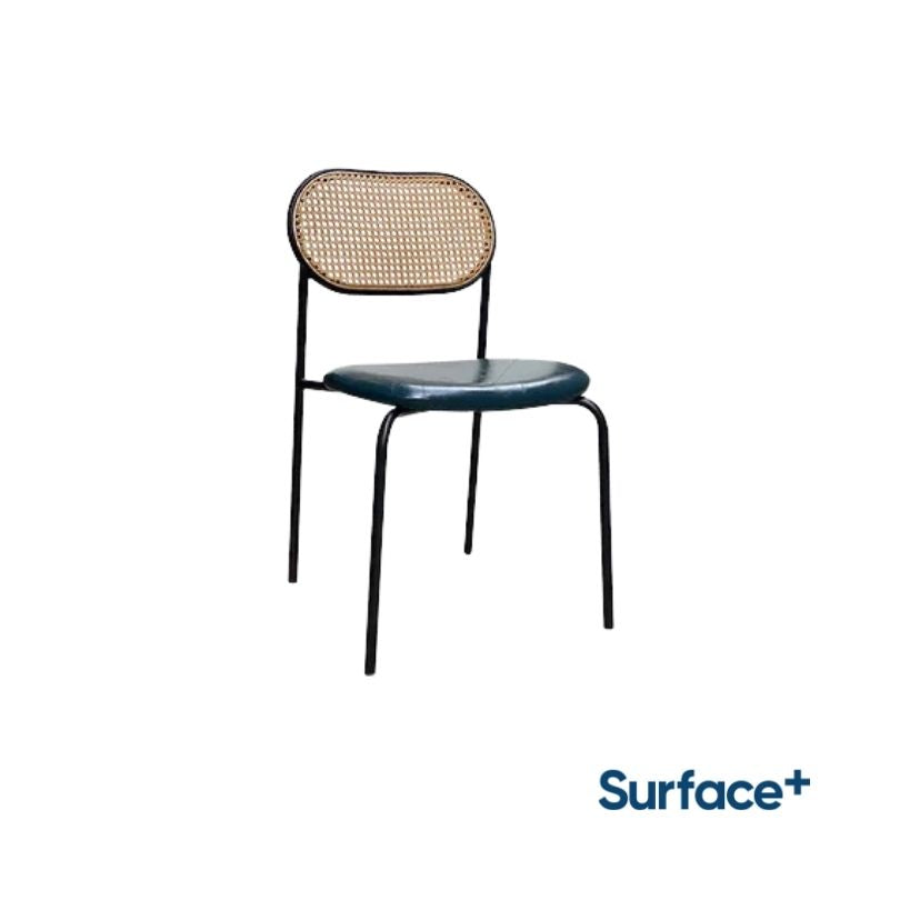ADINA Metal Chair with PU Upholstered Seat and Rattan Backrest