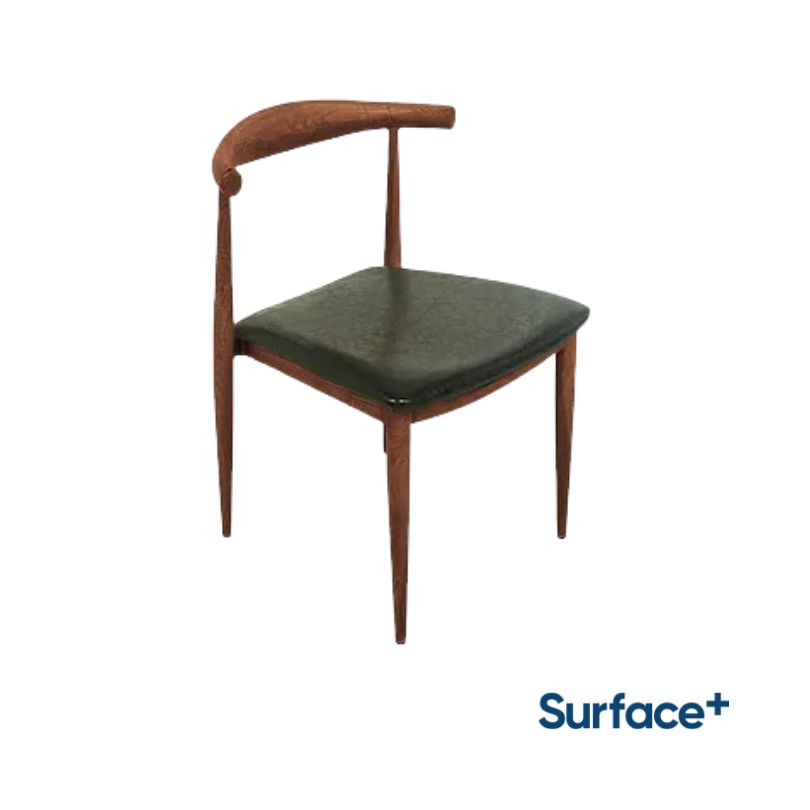 ARNE - Metal Chair in Wood Finish with PU Upholstered Seat